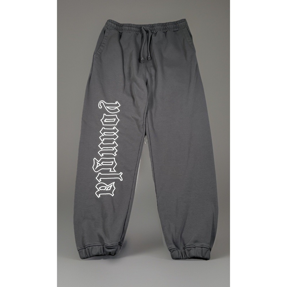 YOUNGLA 256 Anthem Jogger Grey Wash Embroidered Script Logo Large Cuffed